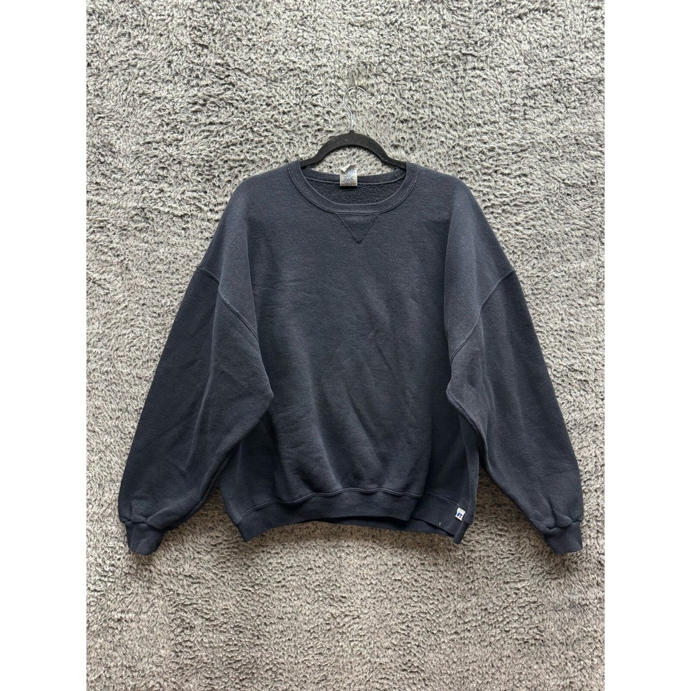 Russell Athletic Black Crewneck Sweater Fleece Pullover Sweatshirt Mens Size XXL